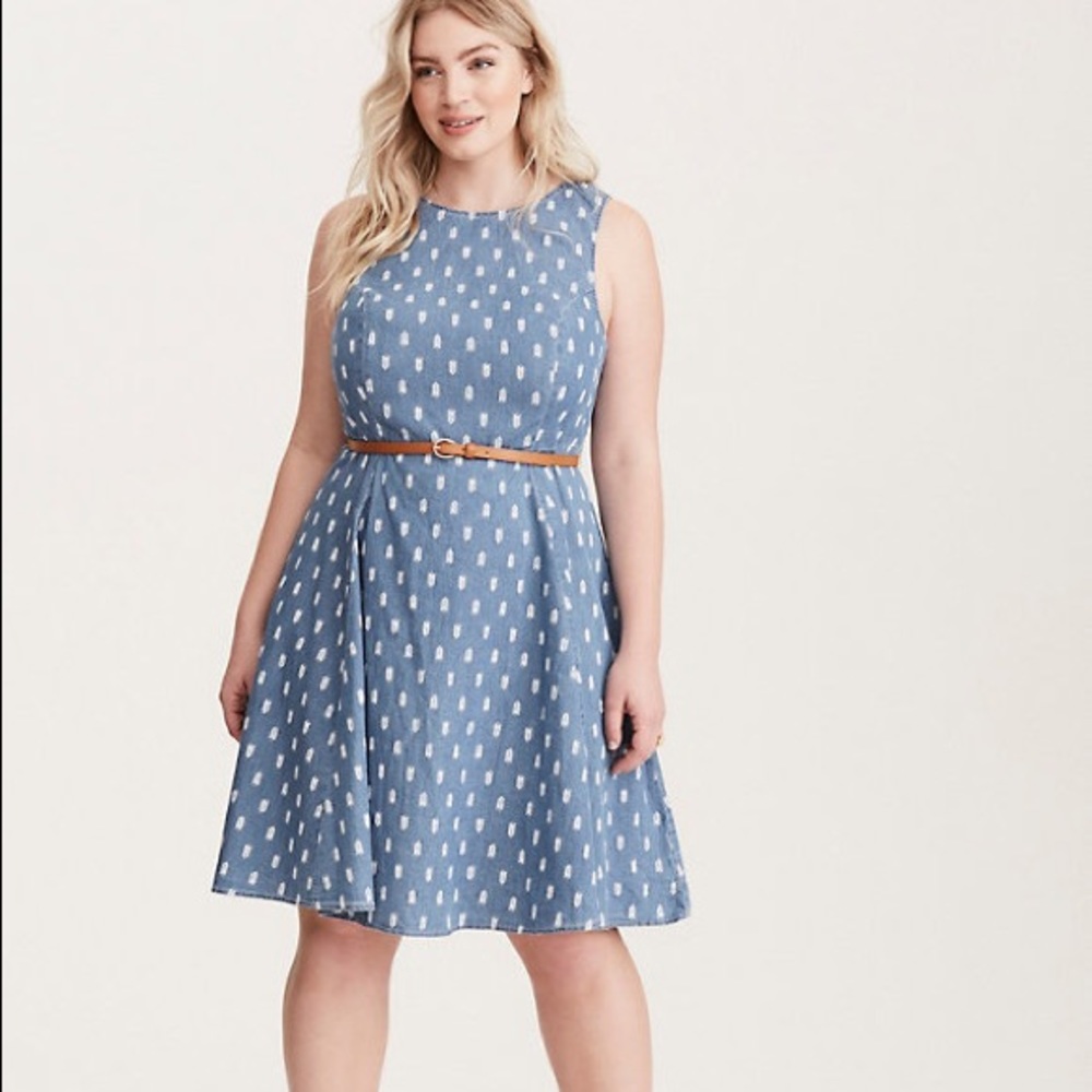 TORRID Denim Feather Skater Dress